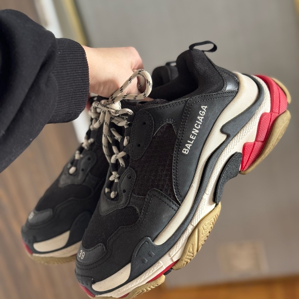 Balenciaga Triple S Black and Red Sneakers